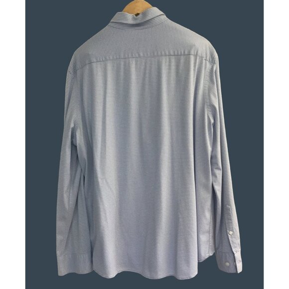 EXPRESS-MENS BLUE STRIPPED 62% COTTON LOMG SLEEVE BUTTON DOWN SHIRT SIZE X-LARGE - Picture 2 of 8